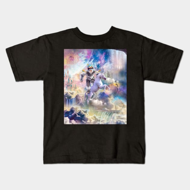 Bigfoot Yeti Sasquatch Riding Unicorn Kids T-Shirt by Random Galaxy